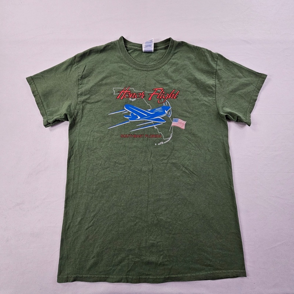 Honor Flight Southeast FL Kilroy Was Here Green Short Sleeve T-Shirt Men's M